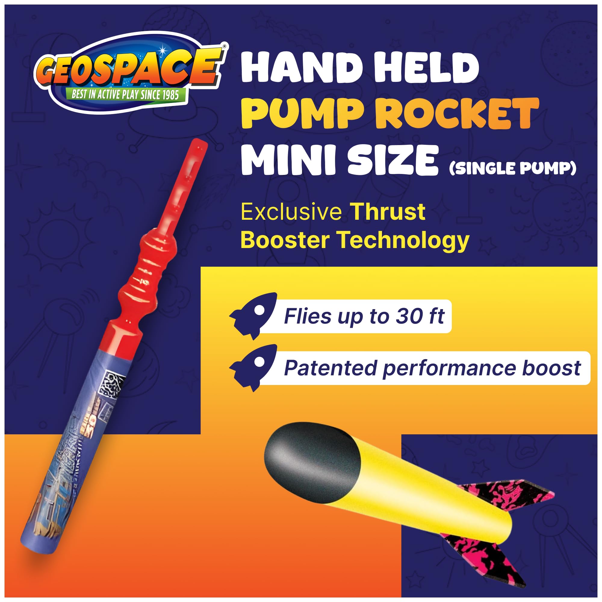 Geospace Pump Rocket MINI Set - Fırlatıcı ve Köpük Uçan Roket